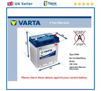 Varta 540 125 033 313 2 A13 054H Blue Car Battery 40Ah 330cca 4 Years Warranty