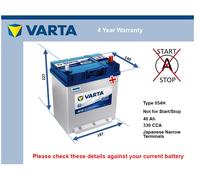Battery fits HONDA CIVIC FK1, Mk8 1.4 05 to 11 Varta 054H 330A 40Ah Quality New