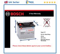 Battery fits TRIUMPH STAG 3.0 70 to 77 Bosch 077 400A 45Ah 3Yr Warranty Quality