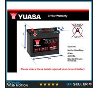 Car Battery YBX3057 Yuasa 5452446B24R Genuine Top Quality Guaranteed New