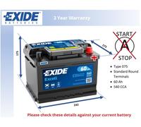 Battery fits VAUXHALL ASTRA INSIGNIA MOKKA CORSA MERIVA TIGRA NOVA 075