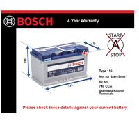 Battery fits VAUXHALL VIVARO X82, X83 1.6D 1.9D 2001 on Bosch 115 740A 80Ah New