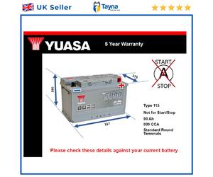 Battery fits VAUXHALL VIVARO X82, X83 1.6D 1.9D 2001 on Yuasa 115 800A 90Ah New