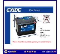 Battery fits VOLVO XC60 C30 V50 V60 XC70 S40 V40 V70 850 940 Exide 027