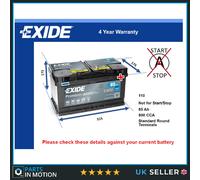 Car Battery EA852 Exide 110 800A 85Ah 4Yr Warranty 315x175x175 Premium