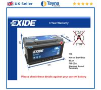 110 Car Battery Exide EB802 12V 80Ah 700CCA - Yuasa YBX3110 Equivalent