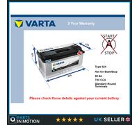 Battery fits VOLVO V70 Mk3 2.0D 07 to 15 Varta 024 740A 88Ah 3Yr Warranty New