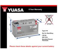 Battery fits VOLVO XC90 XC60 XC70 S60 V70 S80 760 740 Yuasa 019 900A