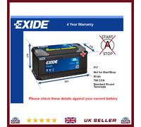 Battery fits VW AMAROK CARAVELLE TRANSPORTER CRAFTER PHAETON Exide 017