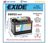 Battery fits VW BEETLE CORRADO LUPO SHARAN CARAVELLE Exide 075 540A New