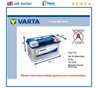 Battery fits VW TRANSPORTER Mk4, Mk5, Mk6 Varta 115 740A 80Ah VOLKSWAGEN