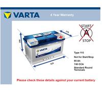 Battery fits VW TRANSPORTER Mk4, Mk5, Mk6 Varta 115 740A 80Ah VOLKSWAGEN