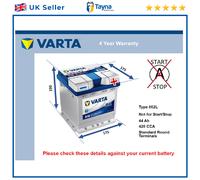 Battery fits VW UP GTi 1.0 2011 on Varta 002L 420A 44Ah 4Yr Warranty VOLKSWAGEN