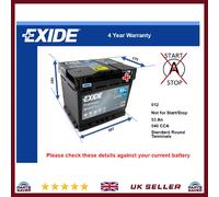 Battery fits HONDA CONCERTO ACCORD CR-V Exide 012 540A 53Ah Quality New