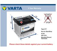 Battery fits ZAZ TAVRIA 1.1 1.3 89 to 07 Varta 077 400A 45Ah 3Yr Warranty New