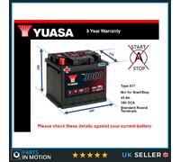 Yuasa YBX3077 12V 45Ah 380CCA Sealed Maintenance Free High Performance Car Battery