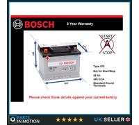 Battery fits ZAZ TAVRIA 1.1 1.2 1.3 87 to 07 Bosch 078 480A 56Ah 3Yr Warranty