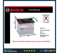 Battery fits ZAZ TAVRIA 1.1 1.3 89 to 07 Bosch 077 400A 45Ah 3Yr Warranty New