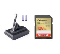 Battery for Dyson v7, 4600mAh Li-ion Replacement Battery & SanDisk 128GB Extreme SDXC card + RescuePro Deluxe up to 180 MB/s UHS-I Class 10 U3 V30