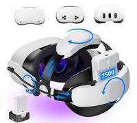 Battery Head Strap 15000mAh for Meta Quest 3/2,Elite Starp Replacement Extend Playtime for Oculus Quest 3/2 with Rechargeable Battery 2 Pack,Charging Dock,Double Adjust Knob Enhanced Support&Comfort