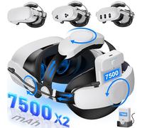 Battery Head Strap 15000mAh for Meta Quest 3/2,Elite Starp Replacement Extend Playtime for Oculus Quest 3/2 with Rechargeable Battery 2 Pack,Charging Dock,Double Adjust Knob Enhanced Support&Comfort