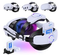 Battery Head Strap 15000mAh for Meta Quest 3/2,Elite Starp Replacement Extend Playtime for Oculus Quest 3/2 with Rechargeable Battery 2 Pack,Charging Dock,Double Adjust Knob Enhanced Support&Comfort