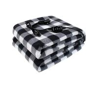 Battery Heated Blanket, 12V Car Heated Blanket, Portable Electric with Temperature Control, Washable, Weighted for Car, Truck, SUV (Black)