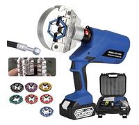 Battery Hydraulic Hose Crimper with 7 Dies - Handheld Tool for AC and Car Pipe Repair - 18V 5Ah Battery Included - Crimp Range 3/8 to 7/8 Inch