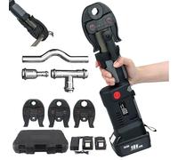 Battery Hydraulic Pipe Crimping Tool, Cordless Plumbing Press Tool Kit, Portable Stainless Steel with 3 Jaws/ 2 Batteries, Pressing Time: 3-4 Seconds,Series2
