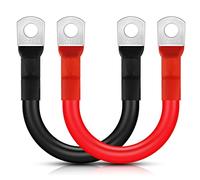 Battery Inverter Cable, Lpluziyyds 2pcs 2AWG/35mm² 15cm 12V Red and Black Car Battery Charger Cable Leads with M8 Ring Terminals Copper Wire for Truck, Motorcycle, Solar, RV, Marine