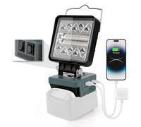 Battery Lamp for Einhell 18 V, Cordless Work Light with USB & Type-C Connection, 7-16.5 W 140° Rotating LED Spotlight, 6 Modes Brightness, Construction Site Lamp (700-1500 lm, 33 m Light Range,