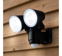 Outdoor Security Wall Light - Battery Operated - PIR Motion Sensor - 350 Lumen LED Floodlight (Twin)