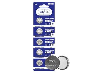 Battery Life CR1632 Batteries 3V Coin Button Cell CR 1632 Lithium Long Life For Car Key fob, Scales, Toys, Watch, LED Lights, Tile Mate & More UK Brand (5 pack)