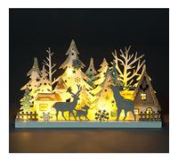 Battery Operated 18cm Table Top With Trees, House, Family Stags & 10 Warm White LEDs