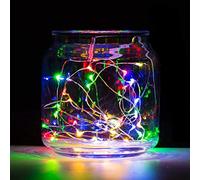 Battery Operated 2M 20 LED Silver Wire Fairy String Lights Firefly Lights DIY Decoration with Timer for Bedroom Jars Christmas Wedding Party Festival Indoor Outdoor Camping (Muliticolour, Timer 1pcs)