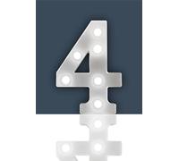 Battery Operated 3D LED Number Light - Perfect for use as a Night Light or at Weddings and Parties (Number 4)