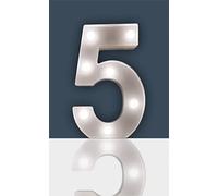 Battery Operated 3D LED Number Light - Perfect for use as a Night Light or at Weddings and Parties (Number 5)