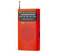 Battery Operated AM FM Radio Portable Long Range Reception 2AA with Loud & Clear Speaker Indoor Outdoor Red
