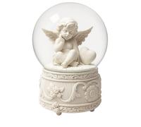 Battery Operated Angel Snow Globe 100mm - White Angel Figurine with Heart - LED Light Musical Snow Dome - Elegant Home Décor, Memorial Keepsake, Wedding & Anniversary Ornament JR5200