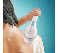 Battery Operated Body Brush For Shower With 4 Attachments - Long Handled Scrubber With Pumice Stone, Exfoliator & Cleansing Heads