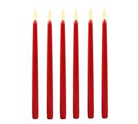 Battery Operated Bullet Head LED Flameless Table Candles with Smooth Wax Finish, Ideal for Christmas Party Home Wedding Church Decor, Pack of 6, Red