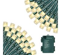 Battery Operated Christmas Lights, 10M 100 LED Mini String Lights with Timer and 8 Modes, Green Wire Outdoor Waterproof String Lights for Tree Xmas Indoor Holiday Party Garden Decor, Warm White