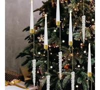 Battery Operated Christmas Tree Candles, Flameless LED Candles for Home & Party Decor with Crystal Ball Hooks (6 Pcs, Icicle)