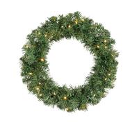 Battery Operated Green Christmas Door Wreath - Warm White Lights - 50cm Diameter
