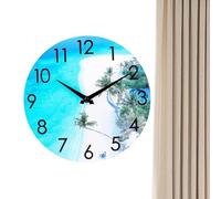 Battery Operated Kitchen Wall Clock 12 Inch Round Wooden Non-ticic Silent Analog Clock Modern Decor for Bedroom Indoor School Kitchen Living Room