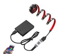 Battery Operated LED Strip Lights, RGB TV Backlight, Bluetooth, Music Sync Timer Setting Dimmable Colour Changing, Waterproof for Bedroom at Home (100 cm Kit)