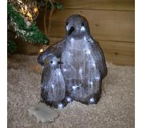 Battery Operated Light up Acrylic Penguin & Chick with 30 White LEDs Samuel Alexander Black One Size