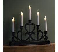 Battery Operated Light up Black Metal Candlebridge with 5 LEDs Samuel Alexander Black One Size