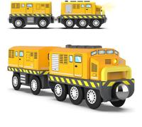 Battery Operated Locomotive Train (Magnetic Connection) - Powerful Locomotive, Motorised Train Set, Compatible with Thomas, Brio, Chuggington - Train Toy for Toddlers
