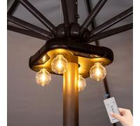 Battery Operated Patio LED Umbrella Light with G40 Bulbs, 3 Brightness Cordless Umbrella Pole Lights for Backyard, Camping Tents, BBQ or Indoor Use